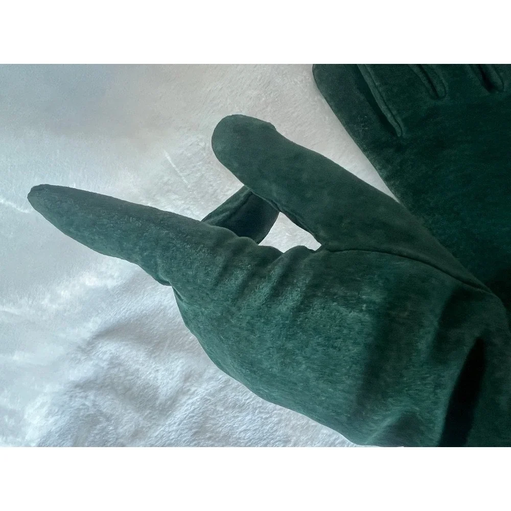 Suede Gloves Forest Green Lined Med Dark Academia Vintage MCM Forestcore Classic